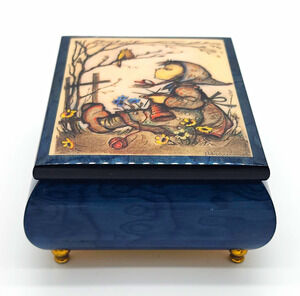 Vintage M.I. Hummel Ercolano Music Box Blue Wood Sorrento Italy